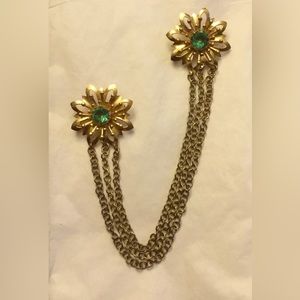 Vintage 40s - 50s Rhinestone Flower Sweater Duette Pin Closure Cardigan